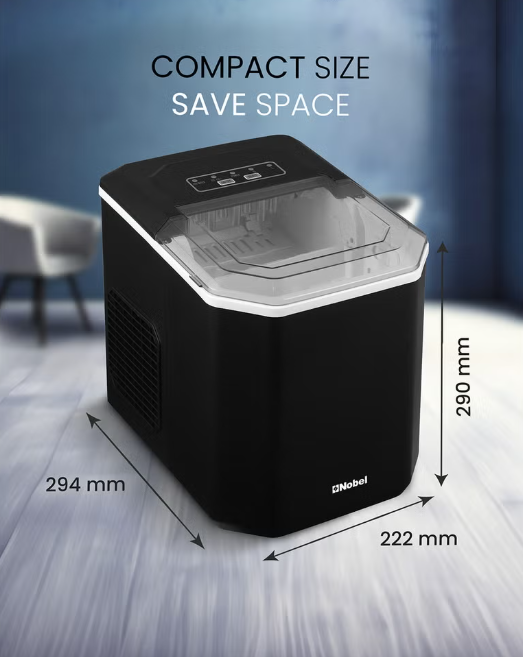 Ice Maker NIM15S 12KG/Day – Portable Countertop Ice Maker with LED Display, 1.3L Water Tank & Bullet Ice Cubes