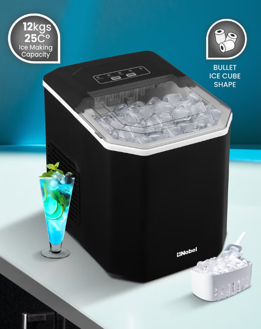 Ice Maker NIM15S 12KG/Day – Portable Countertop Ice Maker with LED Display, 1.3L Water Tank & Bullet Ice Cubes