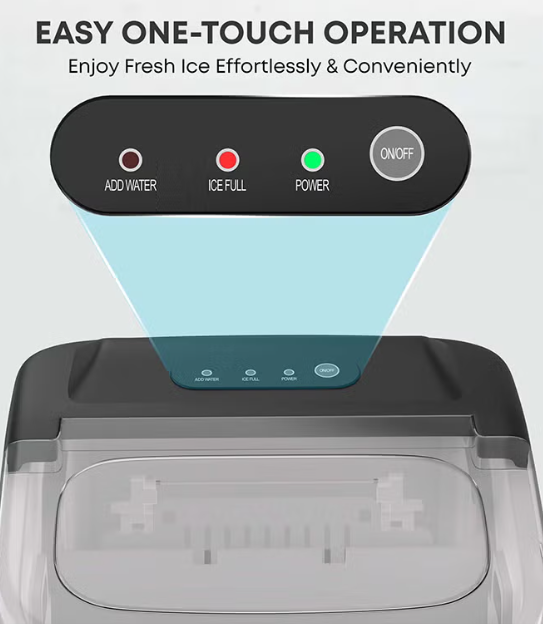 KR-IM12SH 12KG/24H – 9 Bullet Ice Cubes, LED Display, Auto Clean, Compact Countertop Ice Maker