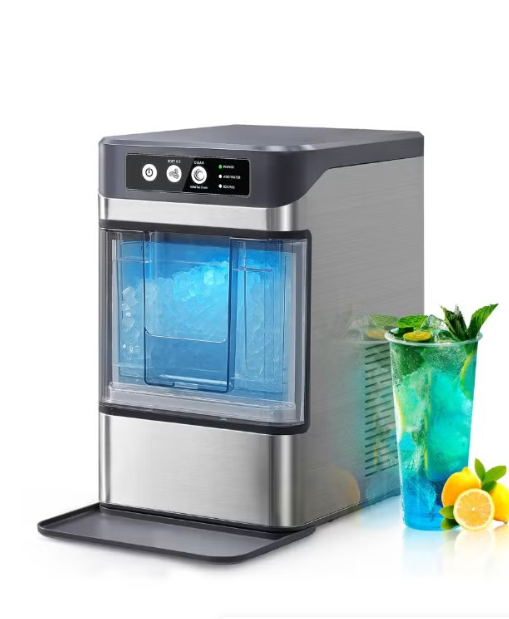 Automatic Countertop Nugget Ice Maker 17KG/24H – Portable Chewable Pellet Ice Machine with Self-Cleaning, Quiet Operation & Ice Scoop