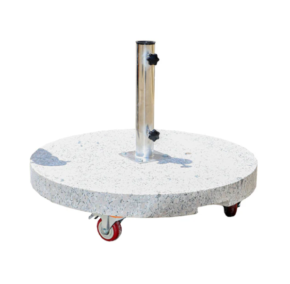 70kg Round Marble Umbrella Base with Wheels | Heavy-Duty Outdoor Parasol Stand