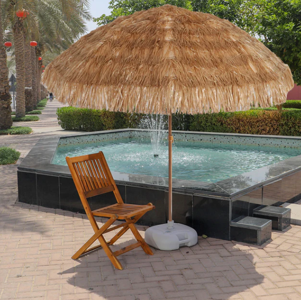Hawaiian Style Straw Outdoor Umbrella Without Base | Tropical Tiki Garden Umbrella