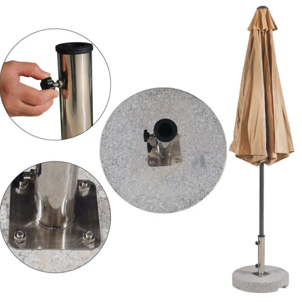 Round Marble Umbrella Base 40kg & 50kg | Heavy-Duty Parasol Stand for Outdoor Umbrellas