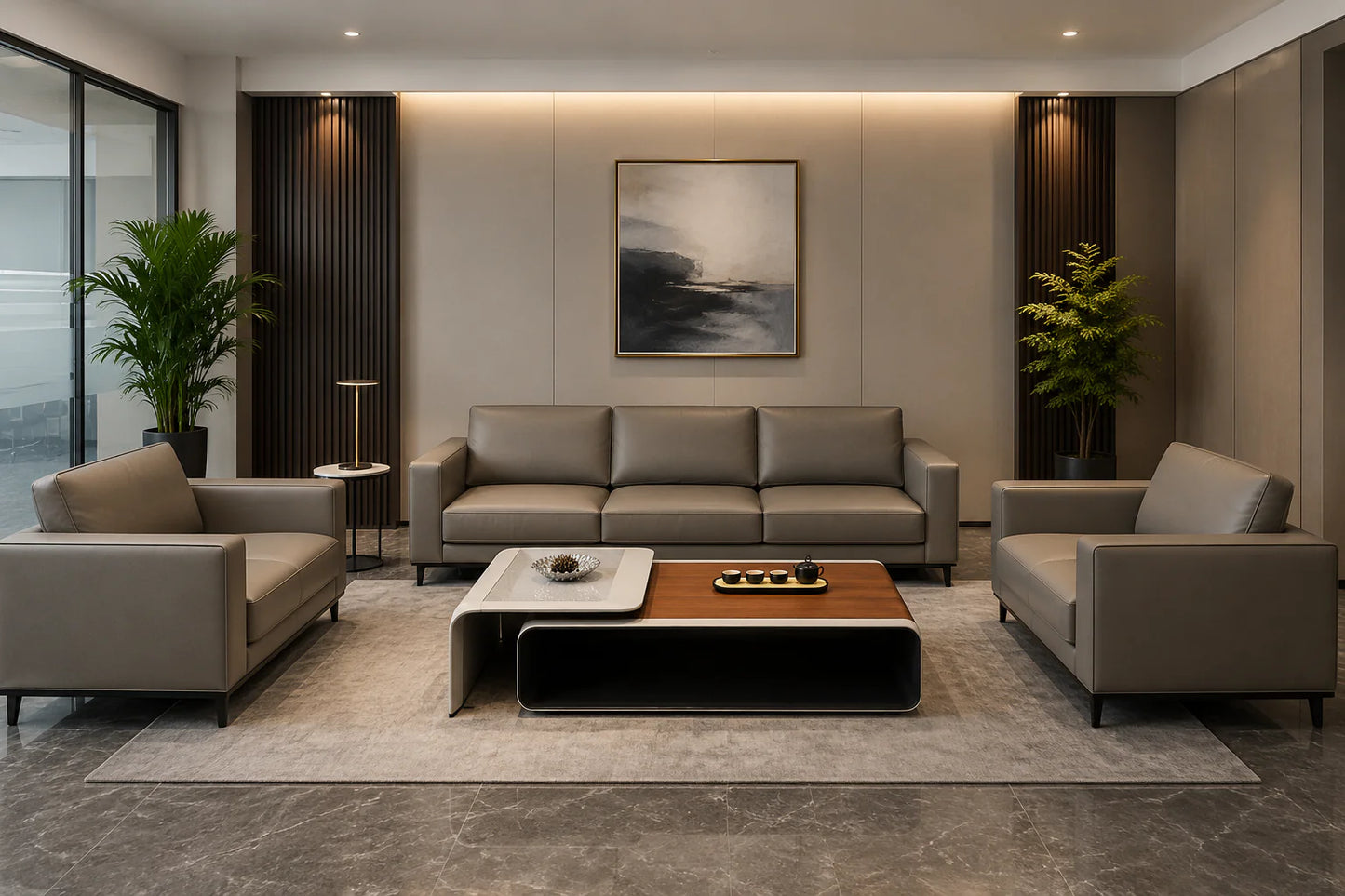 H09-T01 Coffee Table Brown Rectangle Luxury Living Room Table
