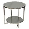 COOLBABY Modern Minimalist Coffee Table D-10 - Grey & White, Tempered Glass with Stainless Steel Frame - COOLBABY