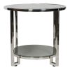 COOLBABY Modern Minimalist Coffee Table D-10 - Grey & White, Tempered Glass with Stainless Steel Frame - COOLBABY