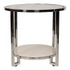 COOLBABY Modern Minimalist Coffee Table D-10 - Grey & White, Tempered Glass with Stainless Steel Frame