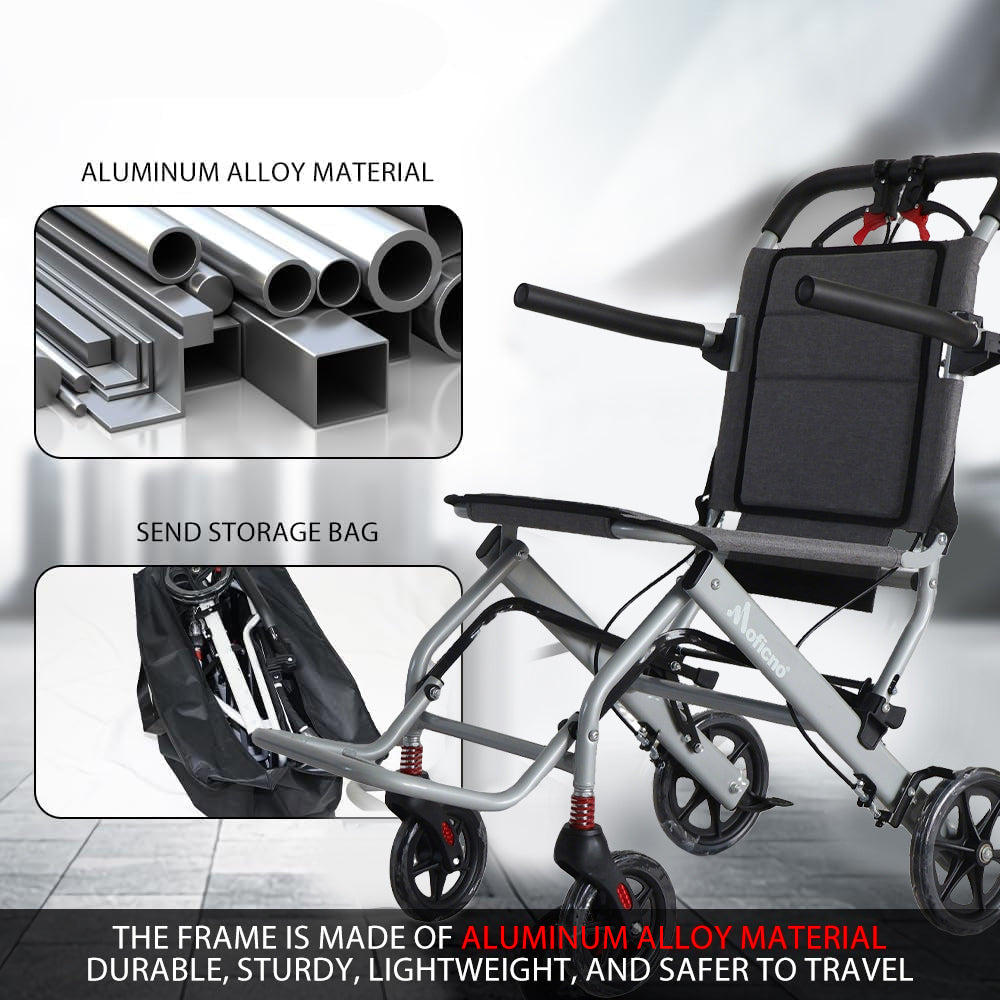 Lightweight Folding Transport Wheelchair Portable Travel Wheelchair w/Travel Bag - COOLBABY