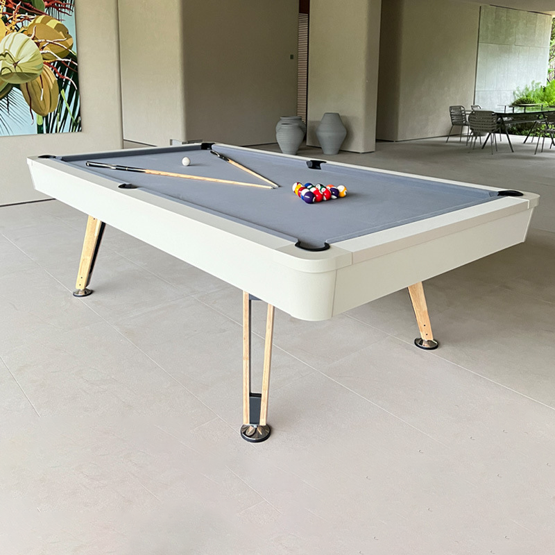 8-ft 3 IN 1 Professional Billiard Pool Tables with Full Accessory Pool Table with Table Tennis Top - White with Grey Felt - COOLBABY