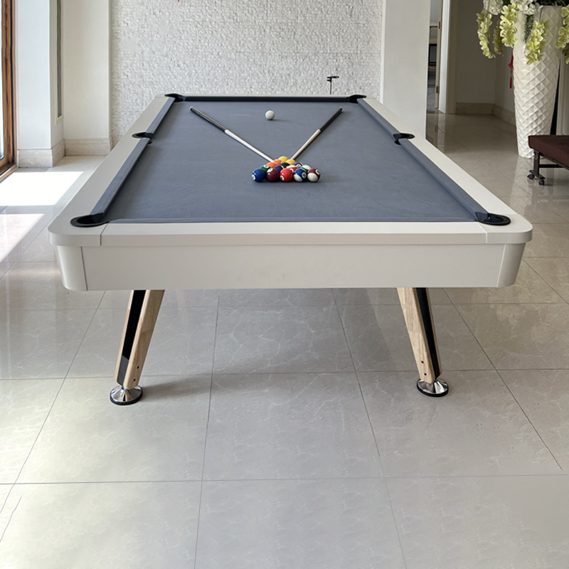 8-ft 3 IN 1 Professional Billiard Pool Tables with Full Accessory Pool Table with Table Tennis Top - White with Grey Felt - COOLBABY
