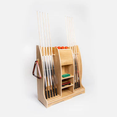 COOLBABY Elegant Wooden Cue Rack with Shelves and Hooks – Holds Up to 10 Cues/Bats - COOLBABY