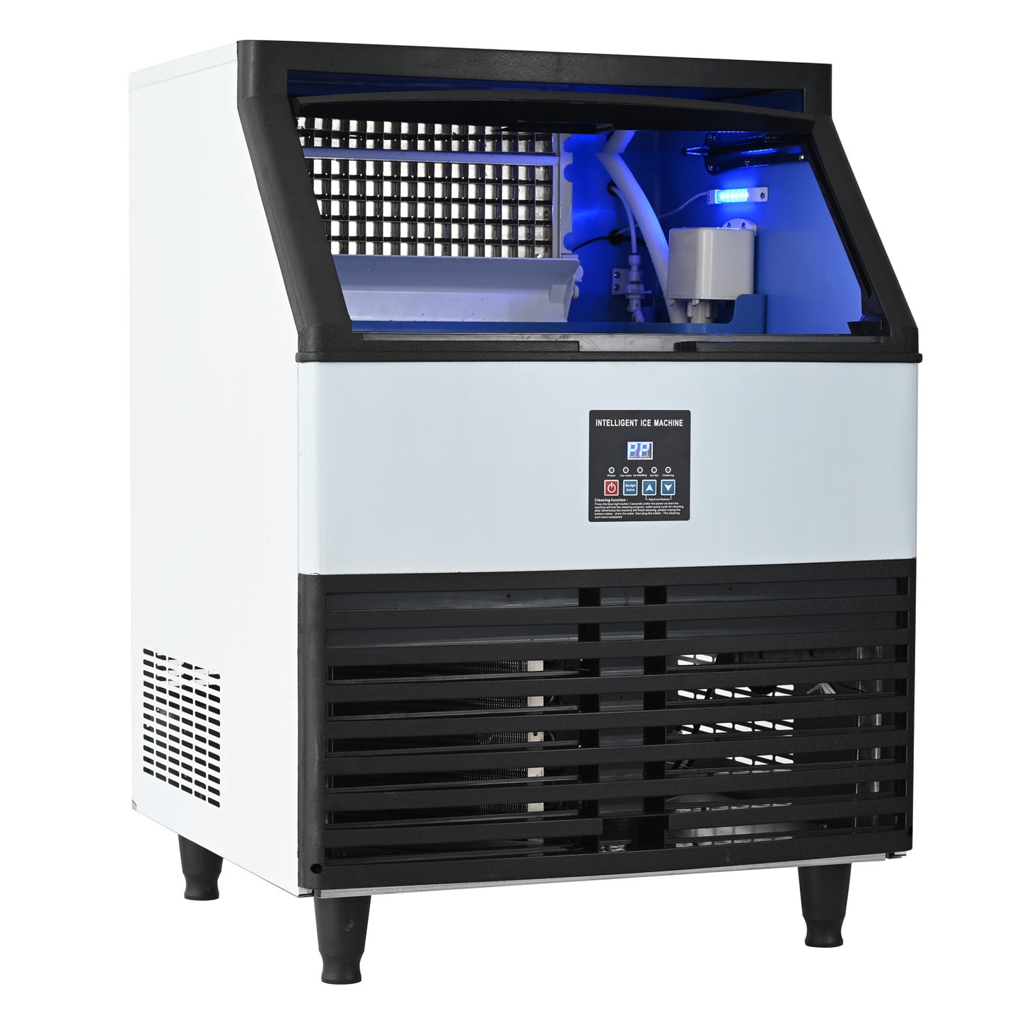 Commercial Ice Maker Machine, 120KGS/24H Stainless Steel under Counter Ice Machine with 45KGS Ice Storage Capacity, for/Restaurant/Bar/Coffee Shop