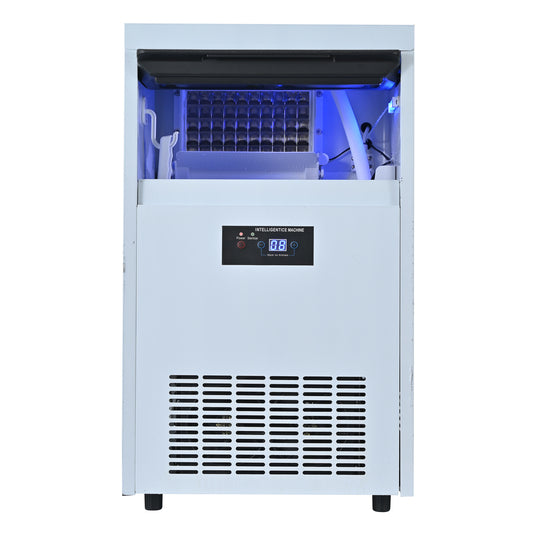 Integrated Ice Maker Machine, 40KGS/24H Stainless Steel Under Counter ice Machine with 12KGS Ice Storage Capacity, Freestanding Ice Maker