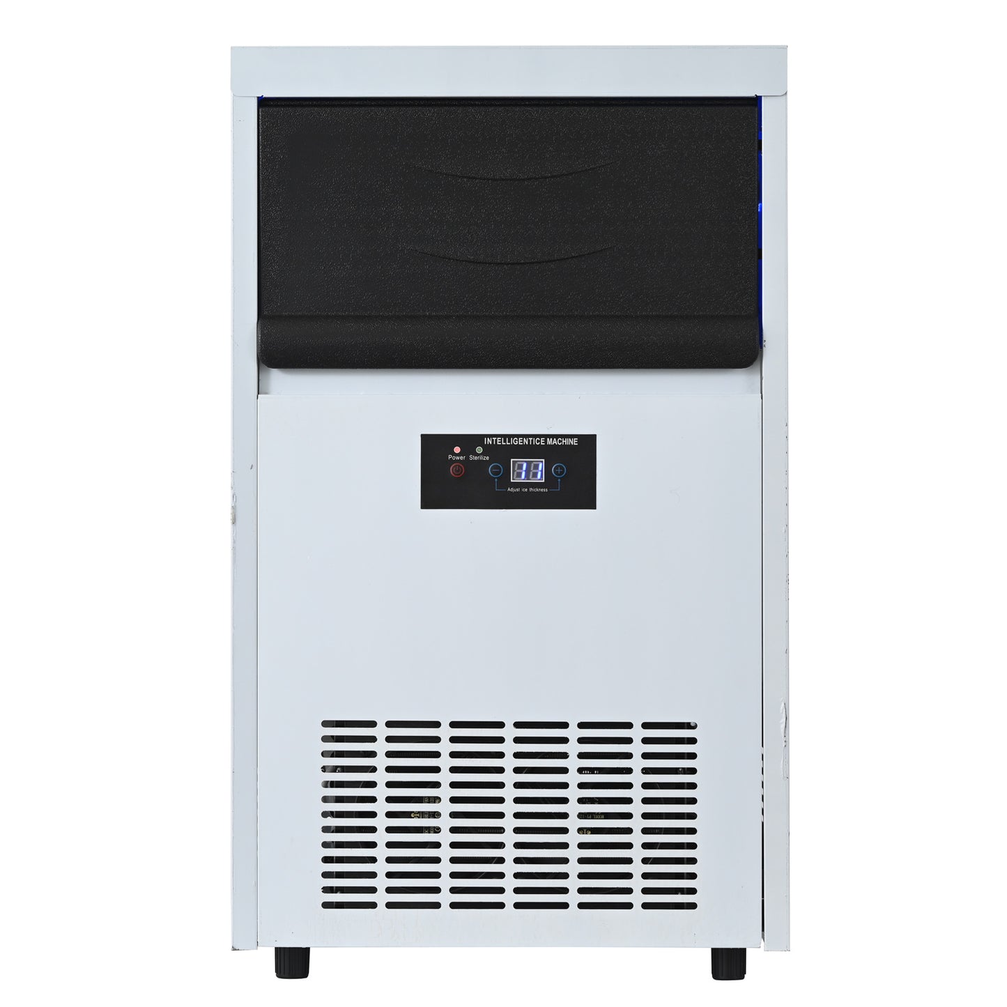 Integrated Ice Maker Machine, 40KGS/24H Stainless Steel Under Counter ice Machine with 12KGS Ice Storage Capacity, Freestanding Ice Maker