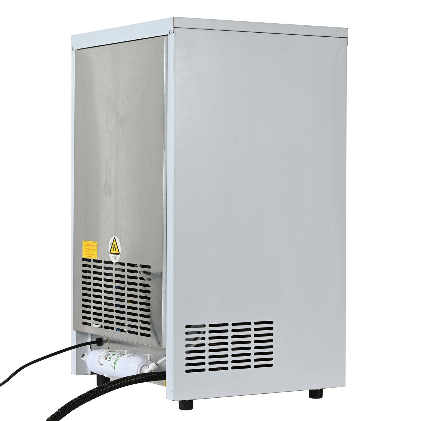 Integrated Ice Maker Machine, 40KGS/24H Stainless Steel Under Counter ice Machine with 12KGS Ice Storage Capacity, Freestanding Ice Maker