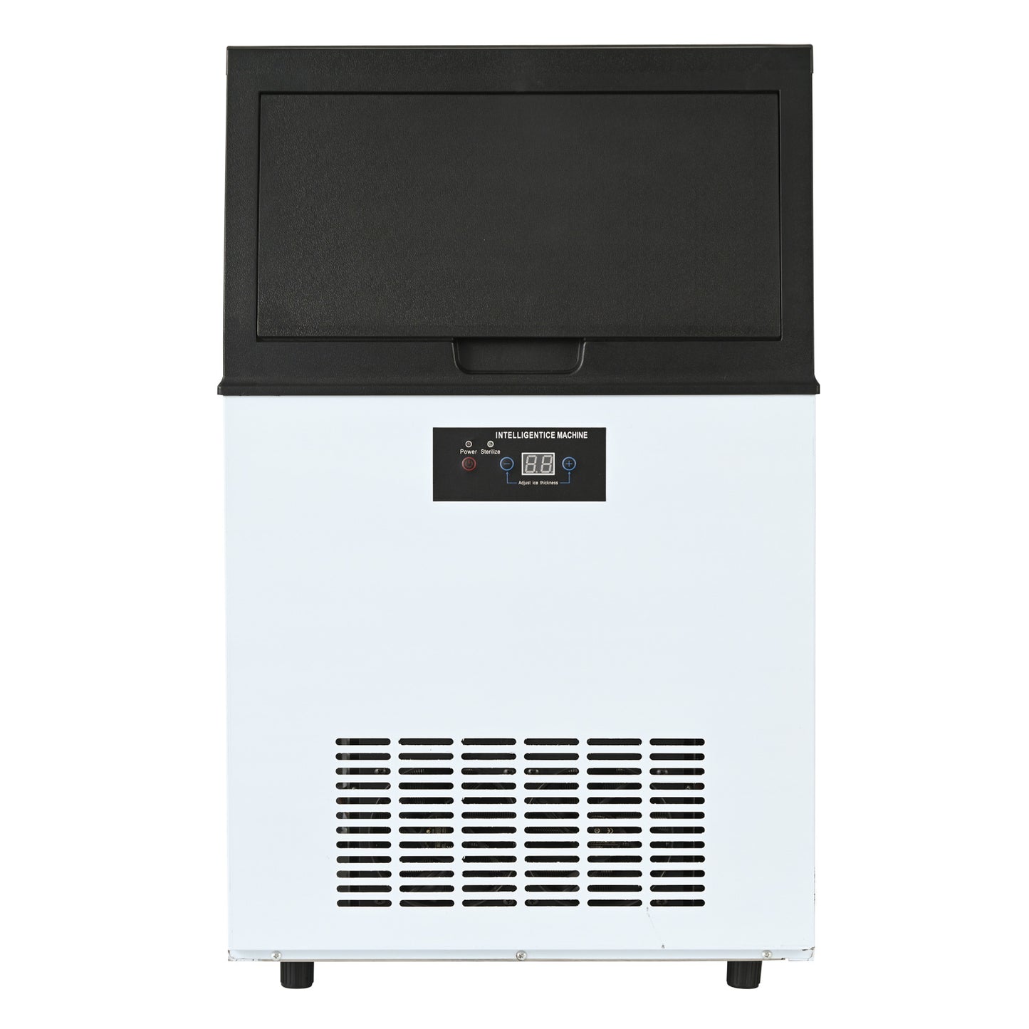 Integrated Ice Maker Machine, 55KGS/24H Stainless Steel Under Counter ice Machine with 15KGS Ice Storage Capacity, Freestanding Ice Maker