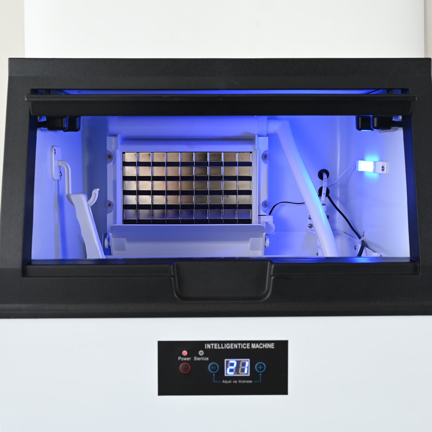 Integrated Ice Maker Machine, 55KGS/24H Stainless Steel Under Counter ice Machine with 15KGS Ice Storage Capacity, Freestanding Ice Maker