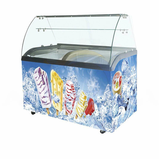 Curved Glass Door, Ice Cream Display Showcase, Chest Freezer - COOLBABY