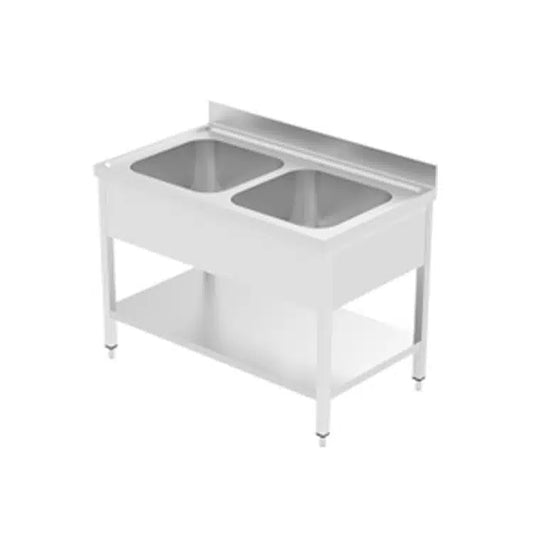 Commercial Double Bowl Sink Unit with Left-Hand Drainer | AISI 304 Stainless Steel | CE Certified | Made in UAE