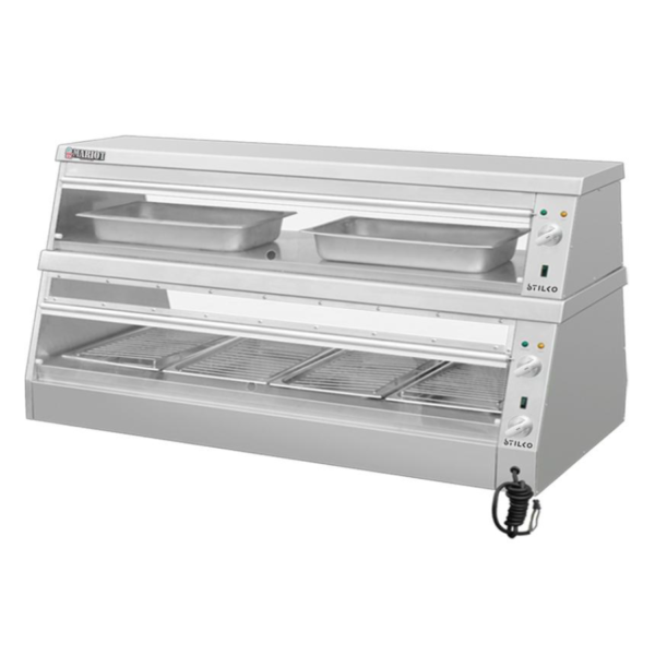 2 Layer Display Showcase, Stainless Steel Warming Food Showcase - COOLBABY