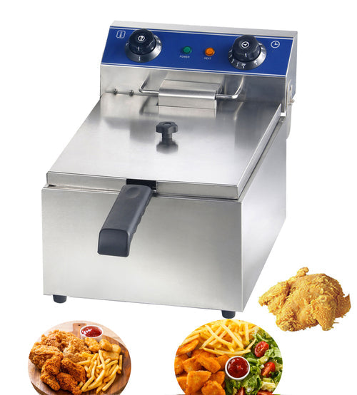 13L Stainless Steel Deep Fryer For Potato Chips 3300W With Temperature Limiter - COOLBABY