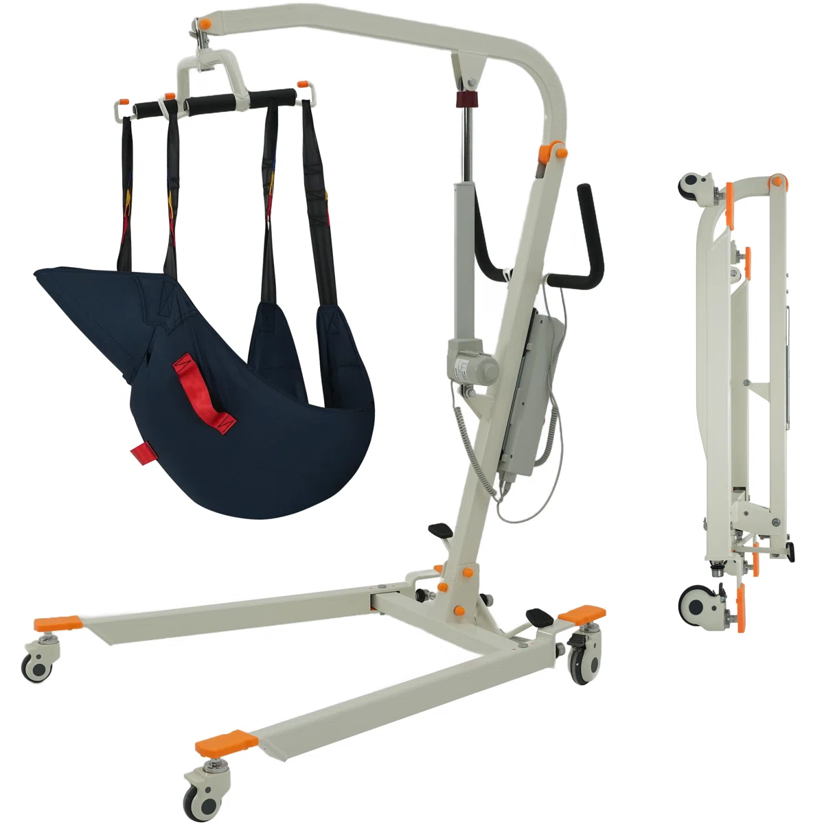 Collapsible Electric Patient Lift, Floor Lift Assist for Elderly, Medical Transfer Device with 330LBS Capacity, Portable & Easy Assembly - COOLBABY