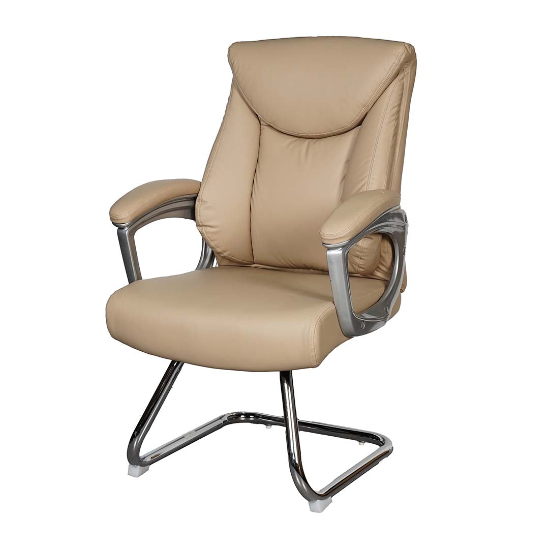 COOLBABY Ergonomic Office Visitor Chair EQ-5182-C with Pure Leather and Aluminium Base - COOLBABY