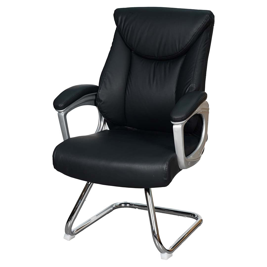 COOLBABY Ergonomic Office Visitor Chair EQ-5182-C with Pure Leather and Aluminium Base - COOLBABY