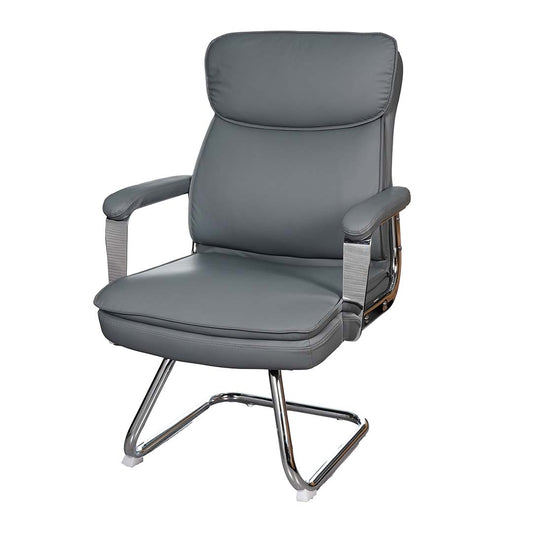 COOLBABY EQ-5183-C Office Visitor Chair – Pure Leather, Ergonomic Design, and Durable Aluminum Base - COOLBABY