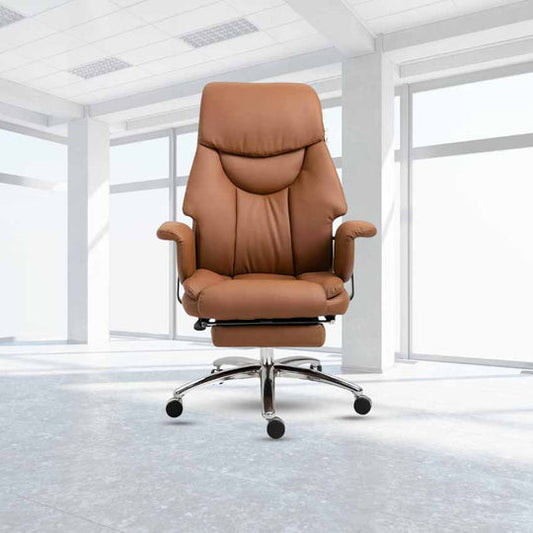 Ergonomic Office Chair, Luxurious PU Leather Chair - Brown - COOLBABY