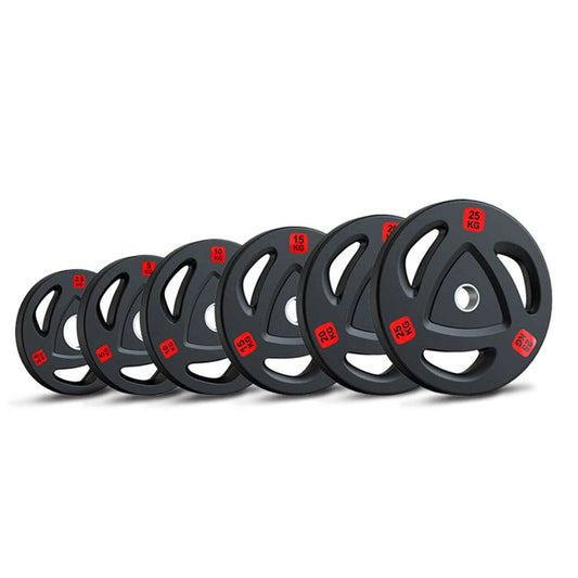 COOLBABY Tri-Grip Olympic Rubber Weight Plates 2.5 Kg to 25 Kg – Durable, Noise-Reducing - COOLBABY