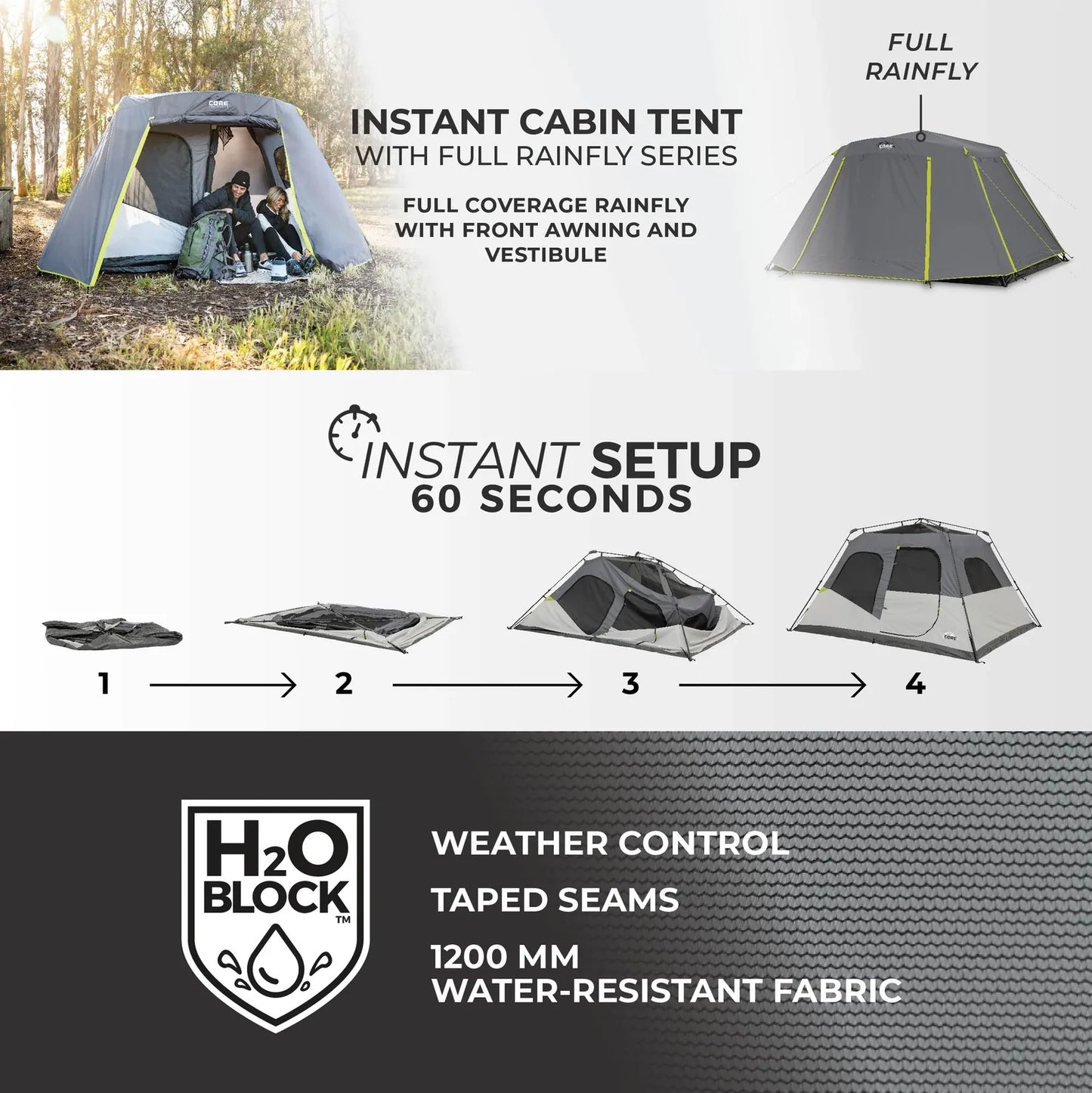 COOLBABY 6-Person Instant Cabin Tent with Full Rainfly – Quick Setup, Superior Weather Protection - COOLBABY