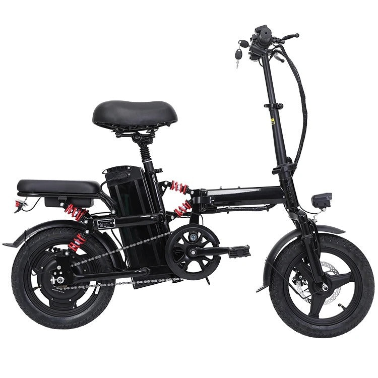 MEGAWHEEL Foldable 2-Seater Electric Bike – 350W, 14 Inch, Removable Lithium Battery - COOLBABY