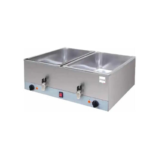 Bain Marie Food Warmer – 2 Bowl Stainless Steel Heater with Drain Tap 2.4KW Made in Italy