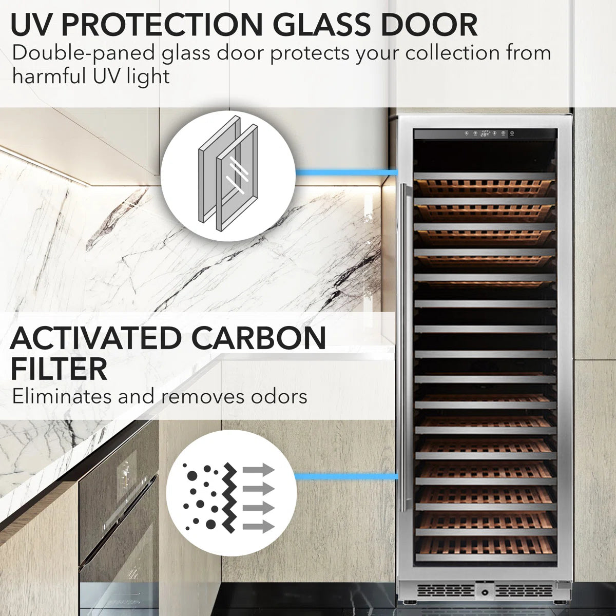 166 Bottle Single Zone Freestanding/Built-In Wine Cellar Cooler Refrigerator
