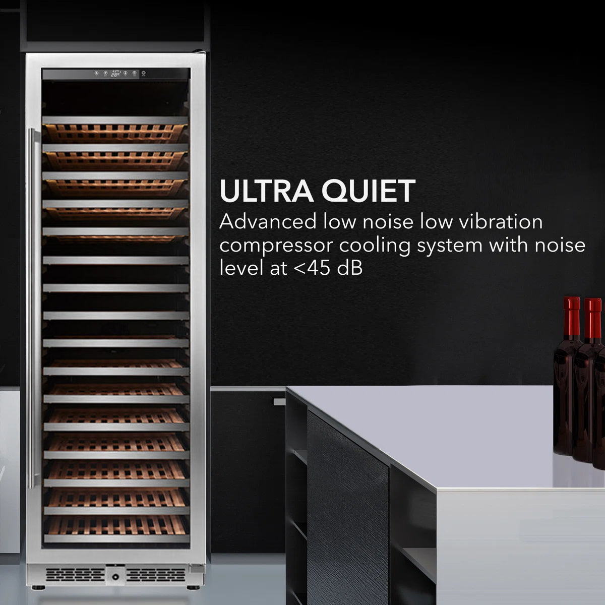 166 Bottle Single Zone Freestanding/Built-In Wine Cellar Cooler Refrigerator