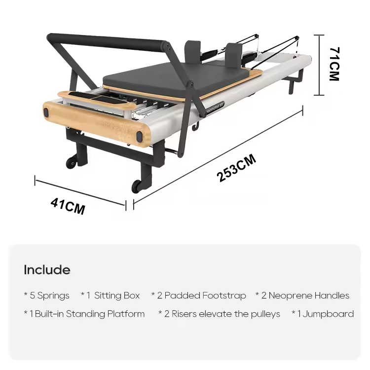 Portable Aluminum Pilates Reformer Machine for Studio Use Strengthen Core Muscles