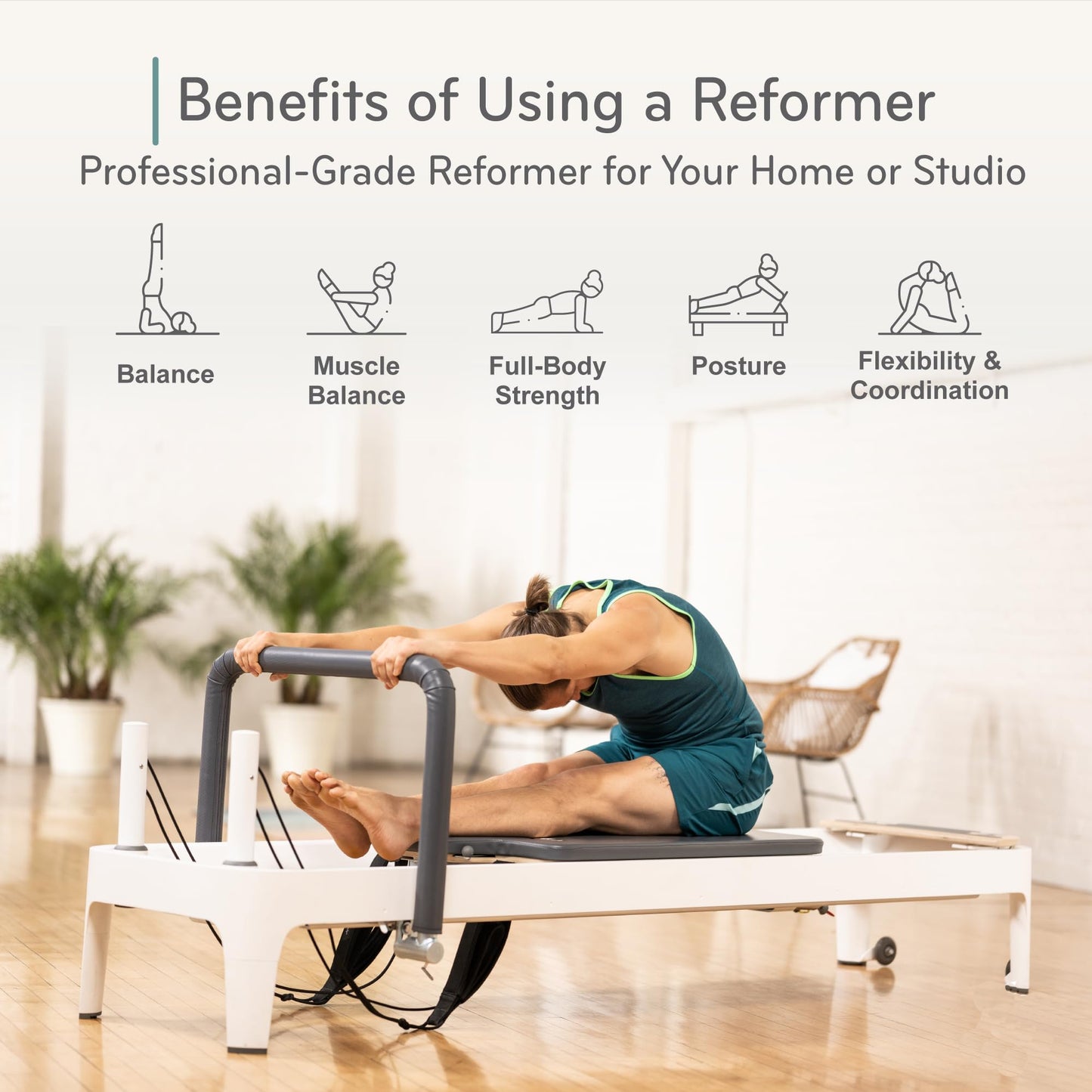 Pilates Reformer, Pilates Exercise Equipment, Workout Equipment for Home or Studio