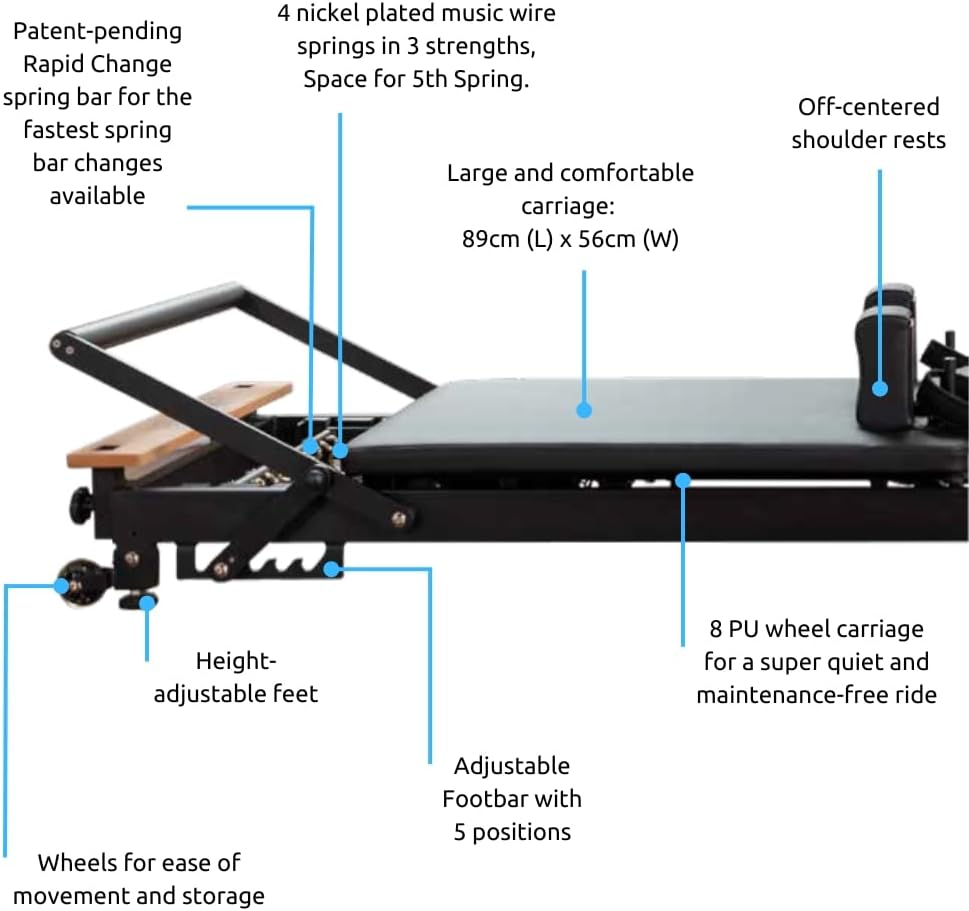 Pilates Reformer Aluminium Reformer Pilates Core Training Bed Machine for Studio