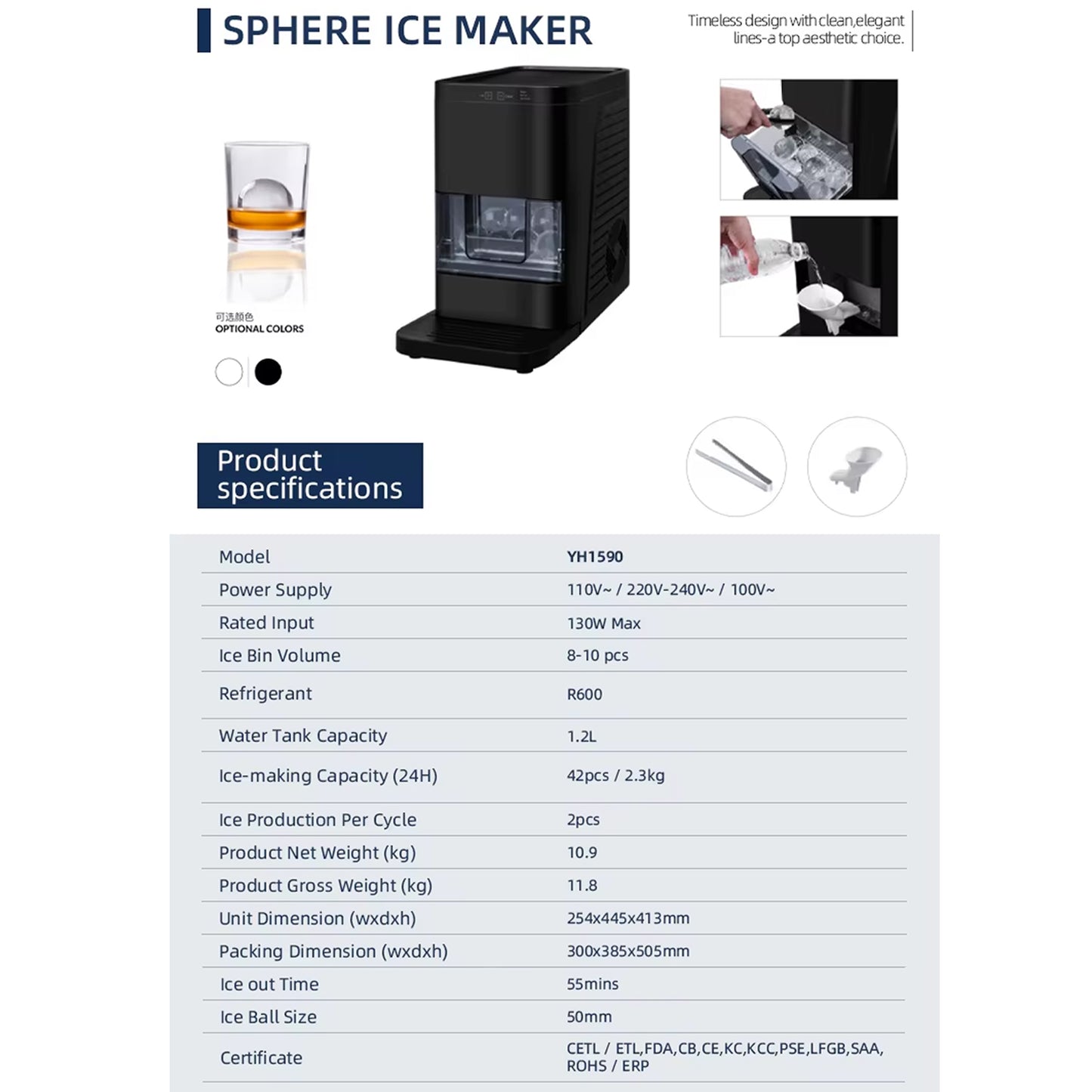50mm Spherical Ice Maker Electric Ice Ball Maker Machine Ice Cube Whisky Drinking Bar Ice Making Machine