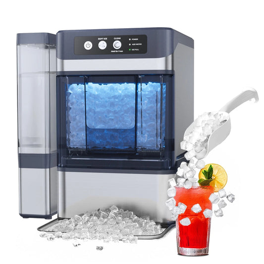 Countertop Nugget Ice Maker Machine 17kg/Day Self-Cleaning Quiet Home Ice Maker with 3L External Water Tank for Kitchen Bar