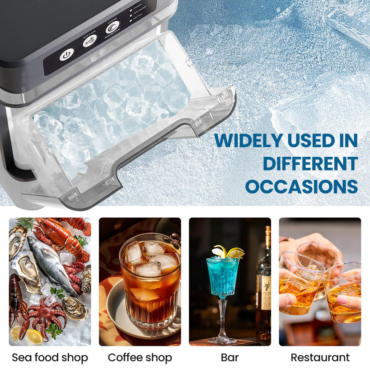 Countertop Nugget Ice Maker Machine 17kg/Day Self-Cleaning Quiet Home Ice Maker with 3L External Water Tank for Kitchen Bar