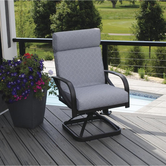 Steel Frame Swivel Rocker Dining Patio Chair, Gray - COOLBABY