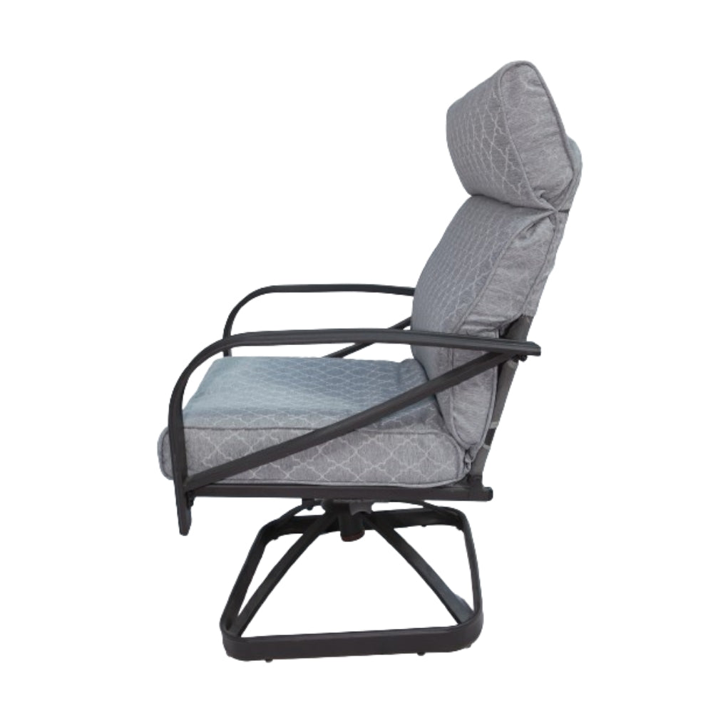 Steel Frame Swivel Rocker Dining Patio Chair, Gray - COOLBABY