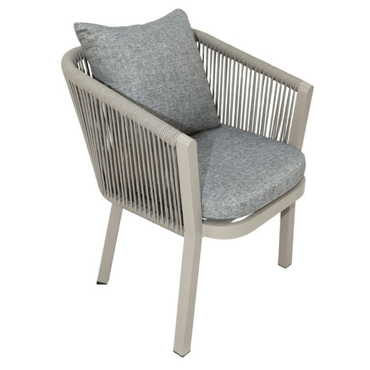 Outdoor Aluminum And Rope Dining Chair with Cushions Grey - COOLBABY