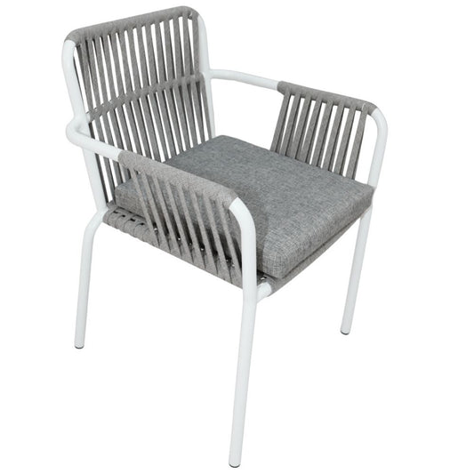 Outdoor Aluminum Frame Rope Dining Chair with Cushion - COOLBABY