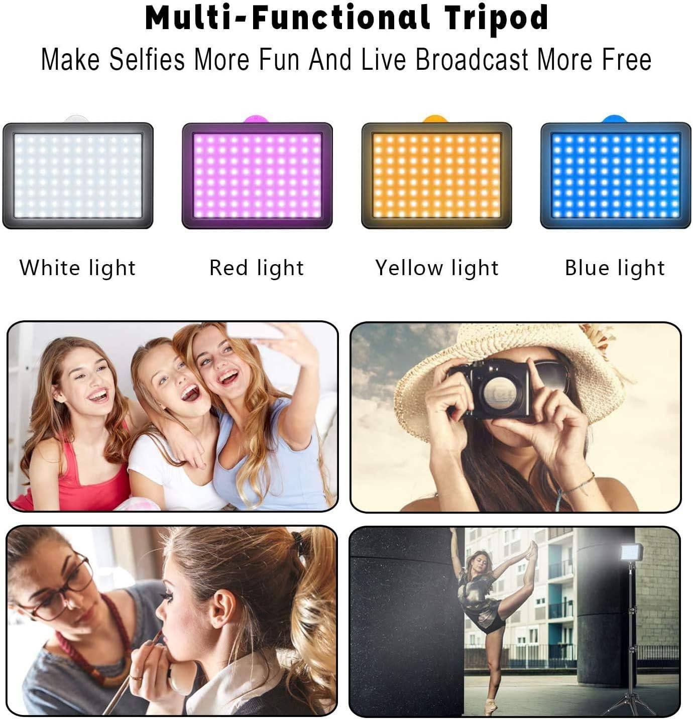 COOLBABY LED Video Light 10 English Village 9 Color Filter Can Be Dimmed Photography Continuous Desktop Lighting, Adjustable Tripod Stand, USB Portable Fill Light Photography Studio Shooting - COOL BABY