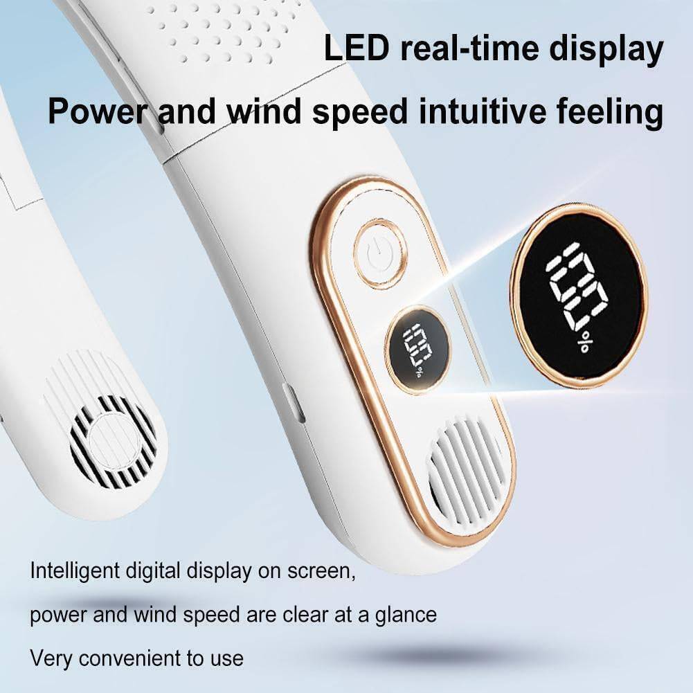 COOLBABY LED Hanging neck fan usb charging lazy portable handheld small fan office sports leafless hanging neck fan - COOL BABY