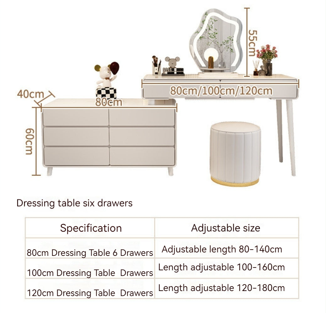 Modern Makeup Vanity Table Set with Illuminated Mirror, Ample Storage, and Sleek Design - COOLBABY