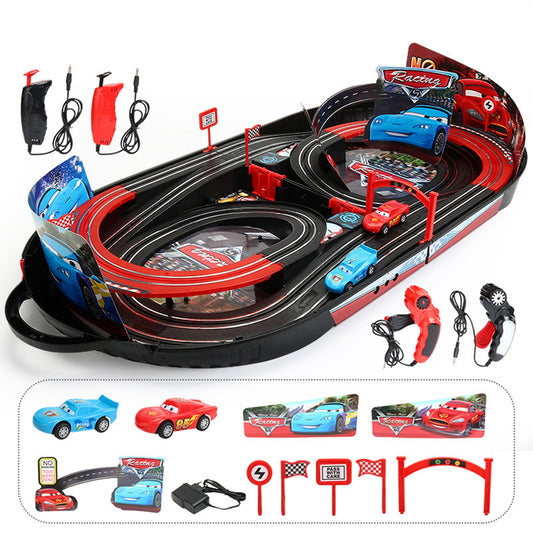 COOLBABY Twin Remote Control Racing Boys And Girls With Track Lightning McQueen Toys Electric Car Children's Racing Toys - COOL BABY